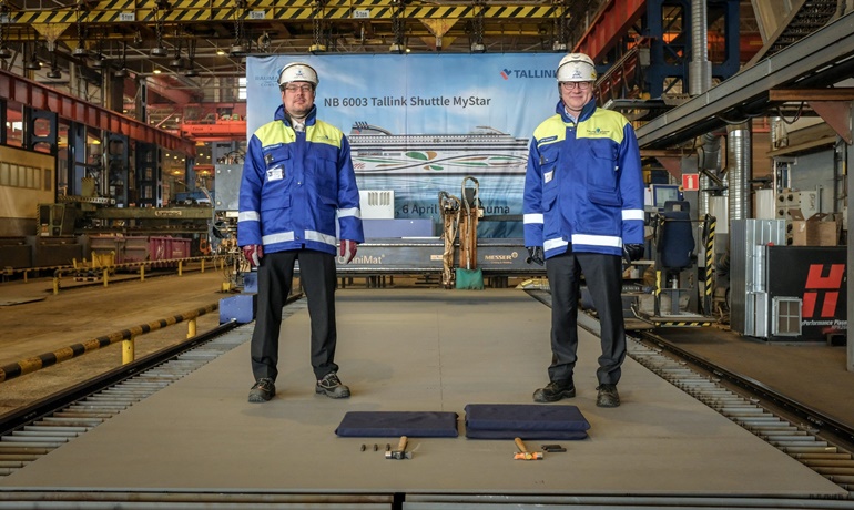 Ready for the first steel cutting of MYSTAR: RMC's CEO and president Jyrki Heinimaa (right) and Marko Paloluoto (left), RMC's project manager for MYSTAR. © RMC