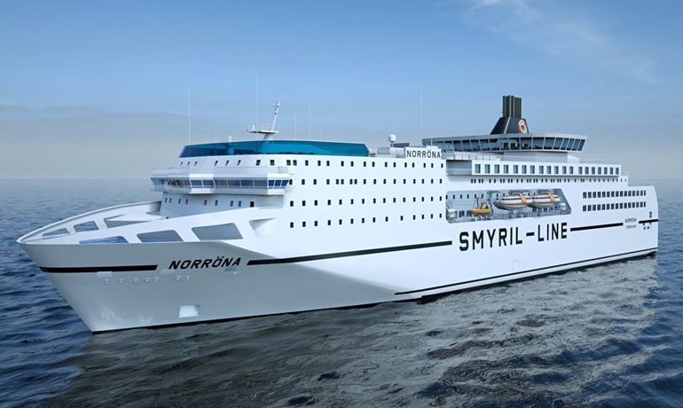 NORRÖNA will get a thorough facelift with a new cabin block and a panoramic café forward of the funnel. © Smyril Line
