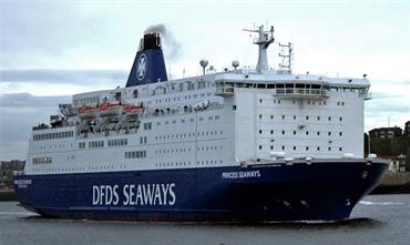 PRINCESS SEAWAYS, seen in the Tyne, and IJmuiden route partner KING SEAWAYS are to receive major internal refurbishment this year. © Russell Plummer