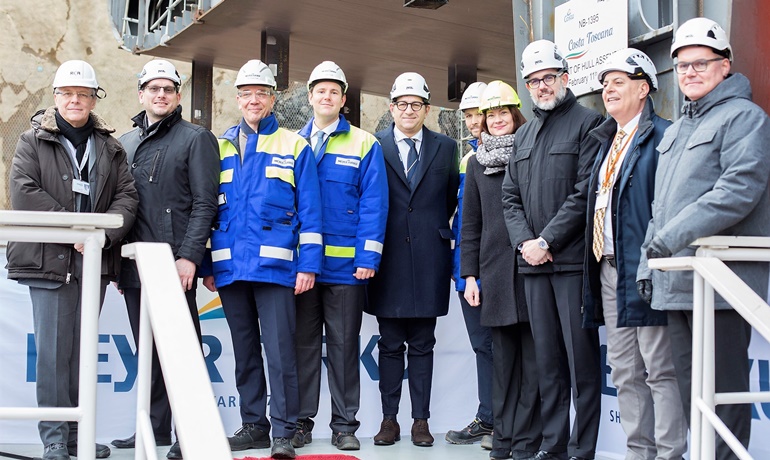 COSTA TOSCANA's coin ceremony comes 6.5 months after the first steel cutting. © Costa Cruises COSTA TOSCANA's coin ceremony comes 6.5 months after the first steel cutting. © Costa Cruises