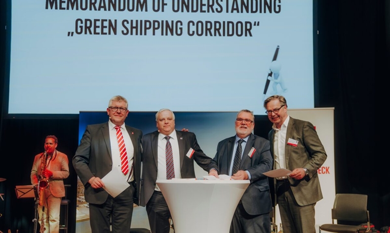 Guido Kaschel, Head of the Lübeck Port Authority, Jörgen Nilsson, CEO, Port of Trelleborg, Ortwin Harms, Managing Director of LHG, Hannes Conzen, Managing Director of TT-Line
