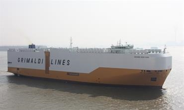 Newly-delivered GRANDE NEW YORK is on her way to Europe © Grimaldi Group Newly-delivered GRANDE NEW YORK is on her way to Europe © Grimaldi Group
