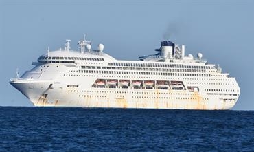Ambassador Cruise Line's AMBIENCE is currently SATOSHI, pictured here off Malta in late March this year. © Marc Ottini