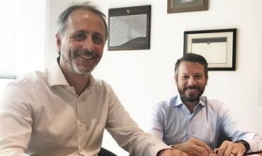 Marco Ghiglione (Managing Director, T. Mariotti), Andrea Trevisan (Damen Senior Vice President Sales & Marketing Cruise) © Damen Marco Ghiglione (Managing Director, T. Mariotti), Andrea Trevisan (Damen Senior Vice President Sales & Marketing Cruise) © Damen