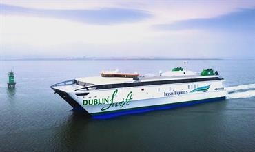 DUBLIN SWIFT replaces the smaller, 1999-built JONATHAN SWIFT between Dublin and Holyhead © Irish Ferries DUBLIN SWIFT replaces the smaller, 1999-built JONATHAN SWIFT between Dublin and Holyhead © Irish Ferries