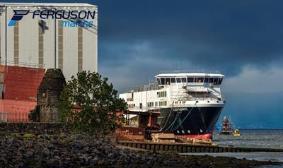 GLEN SANNOX and part of the hull of her yet unnamed sister ship © Maritime Photographic