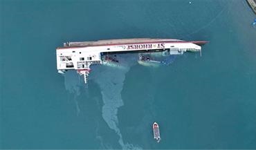 Drone photo of the capsized VIRGEN DE PENAFRANCIA II © Philippine Coast Guard