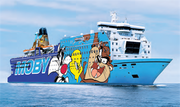 MOBY DADA will emerge from her overhaul in Genoa with a Looney Tunes livery - © Moby Lines MOBY DADA will emerge from her overhaul in Genoa with a Looney Tunes livery - © Moby Lines