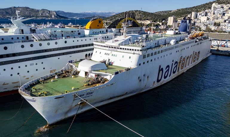 BAJA STAR in Perama. Next to it lies OLYMPIC CHAMPION, which will be transferred within the Attica Group from ANEK Lines to Superfast Ferries. © George Giannakis