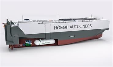 The 9,100 CEU Aurora PCTCs will have DNV’s ammonia and methanol ready notation © Höegh Autoliners
