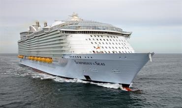SYMPHONY OF THE SEAS - here seen during her trials in February - will be delivered by STX France in April © RCI