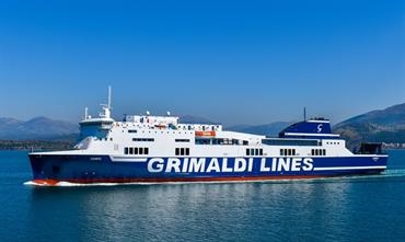 CORFÙ has been withdrawn from the Adriatic to operate Grimaldi's new subsidised Naples-Cagliari-Palermo service. © Grimaldi Lines