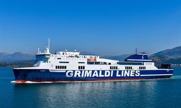 CORFÙ has been withdrawn from the Adriatic to operate Grimaldi's new subsidised Naples-Cagliari-Palermo service. © Grimaldi Lines CORFÙ has been withdrawn from the Adriatic to operate Grimaldi's new subsidised Naples-Cagliari-Palermo service. © Grimaldi Lines
