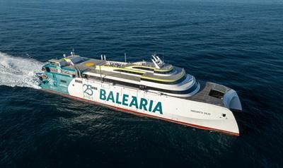 A third 123m LNG-powered catamaran is currently being constructed at the Armon shipyards, and two 87m electric ones were recently ordered © Baleària 