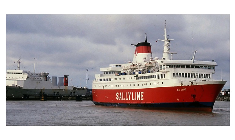 Flashback to busier times at Ramsgate with Sally Line's  THE VIKING arriving from  Dunkerque with a Schiaffino ro-ro already berthed.