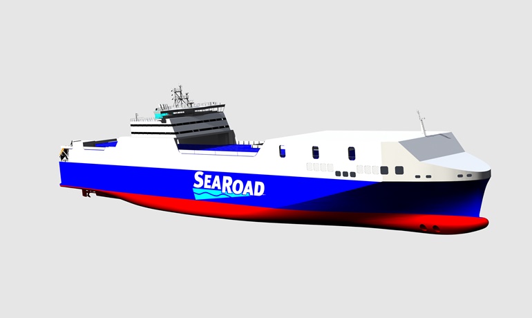 A ro-ro ship intended for SeaRoad Shipping is being built at FSG A ro-ro ship intended for SeaRoad Shipping is being built at FSG