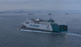 A Balearia RoPax ferry off Barcelona. © Søren Lund Hviid A Balearia RoPax ferry off Barcelona. © Søren Lund Hviid