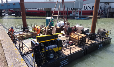 Underwater survey work has commenced in Cowes Harbour in preparation for a new layby berth © Red Funnel