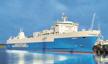 The 1990-built AMBAL is the youngest ship serving the Ust-Luga - Batliysk freight-only service © Anrusstrans Group
