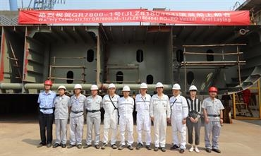 Keel laying ceremony for Grimaldi Group's first 7,800-lanemetre behemoth © Jingling Shipyard Keel laying ceremony for Grimaldi Group's first 7,800-lanemetre behemoth © Jingling Shipyard