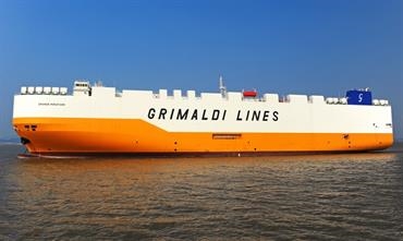 GRANDE MIRAFIORI is the second in a series of seven ships built by Yangfan © Grimaldi Lines GRANDE MIRAFIORI is the second in a series of seven ships built by Yangfan © Grimaldi Lines