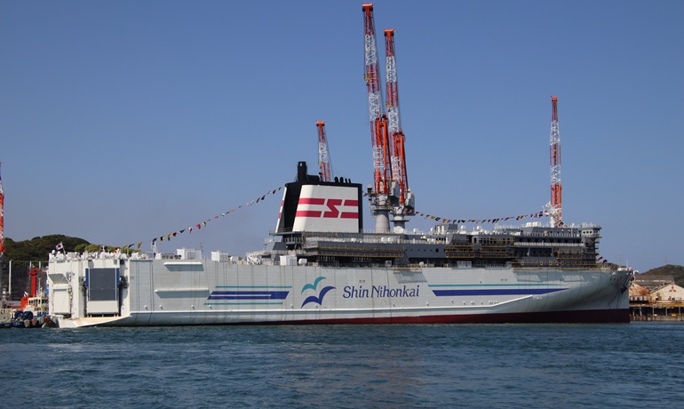 Mitsubishi Shipbuilding holds christening and launch ceremony of