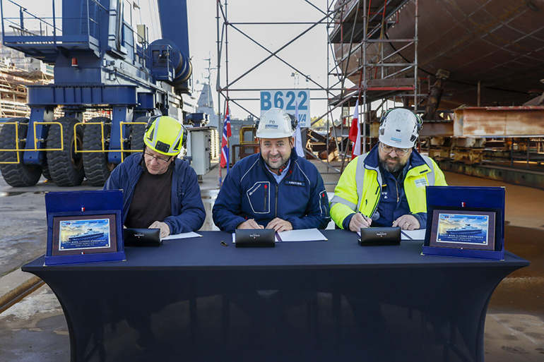 From the keel-laying ceremony. © Remontowa Shipbuilding From the keel-laying ceremony. © Remontowa Shipbuilding