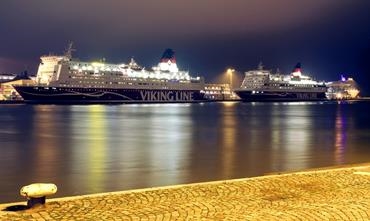 Unusual sight in the South Harbour of Helsinki with left to right the Stockholm ferries MARIELLA, GABRIELLA and SILJA SERENADE. © Kalle Id