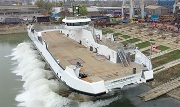 There she goes - launching of AMHERST ISLANDER II © Damen Shipyards Group