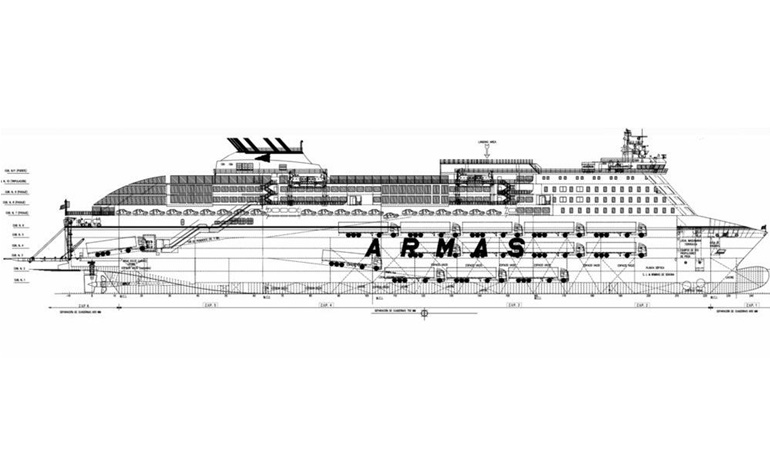 Side profile of Armas' newbuilding ordered at Barreras © Naviera Armas