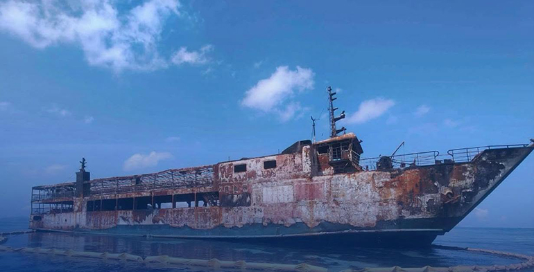 The burnt-out wreck of JUNE ASTER © The Philippine Coast Guard The burnt-out wreck of JUNE ASTER © The Philippine Coast Guard