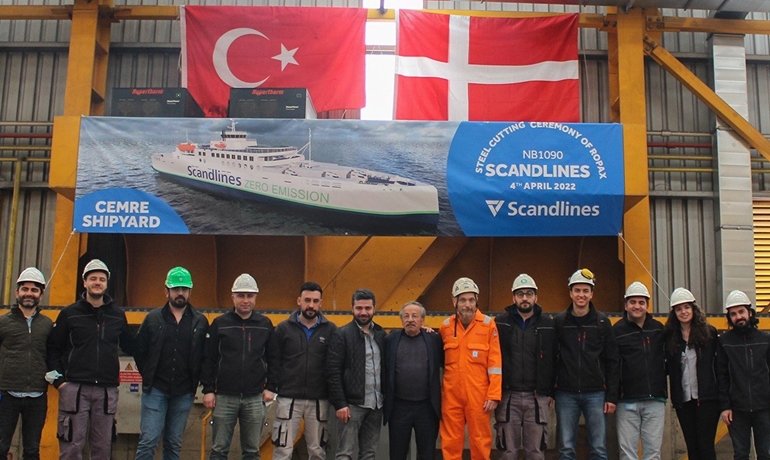 Scandlines newbuild steel cut © Cemre Shipyard Scandlines newbuild steel cut © Cemre Shipyard