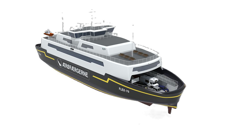 The (70-metres LOA) Ærø version of the LightCraftOSK ferry design. © OSK Design
