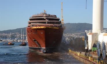 RCYC's yet unnamed newbuilding took to the water © Hijos de J. Barreras