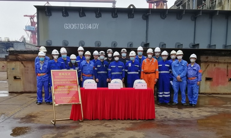 Keel laying with the obligatory coin ceremony. © DFDS