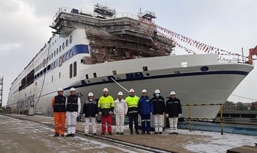 The LNG-powered SALAMANCA is one of three Stena E-Flexers adapted for Brittany Ferries service. © CMI Jinling Weihai Shipyard