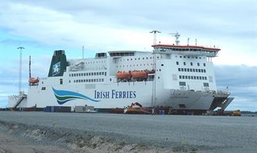 ISLE OF INISHMORE is being readied for Irish Ferries' new Dover-Calais service, due to start on 29 June. © Peter Therkildsen