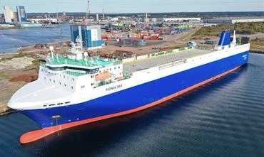 Following a period of layup FIONA SEA (illustrated) and sister ship JUTLANDIA SEA will be re-activated, being chartered by Wallenius SOL. © Wallenius SOL Following a period of layup FIONA SEA (illustrated) and sister ship JUTLANDIA SEA will be re-activated, being chartered by Wallenius SOL. © Wallenius SOL