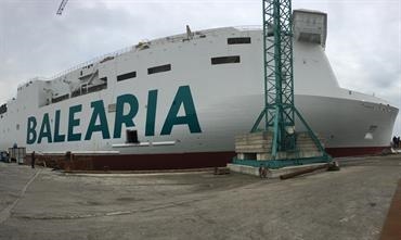 HYPATIA DE ALEJANDRIA is one of two LNG-powered ro-paxes under construction for Baleària © NAOS Ship and Boat Design