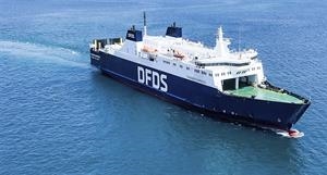 One of DFDS's two existing sister ships on the Strait of Gibraltar. © DFDS One of DFDS's two existing sister ships on the Strait of Gibraltar. © DFDS