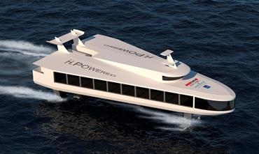 The ZeFF is based on a composite hull with fully submerged hydrofoils © Norled The ZeFF is based on a composite hull with fully submerged hydrofoils © Norled
