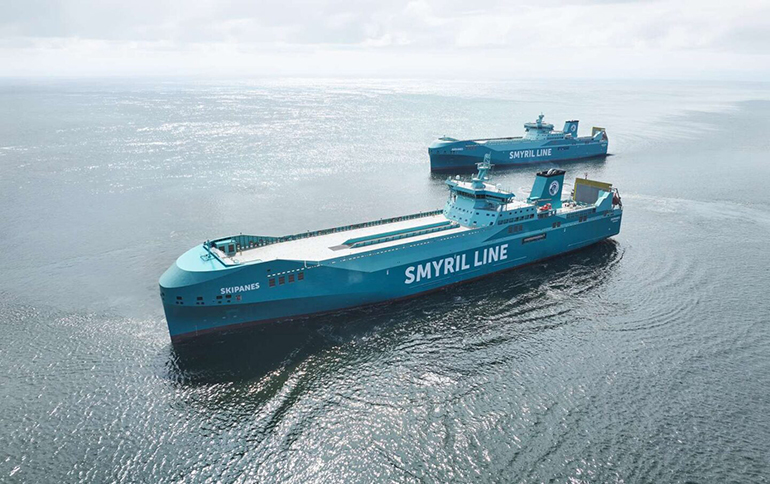The two sisters together in the waters off Yantai. © Smyril Line The two sisters together in the waters off Yantai. © Smyril Line