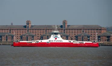 The freight-only RED KESTREL is under tow to the Solent © Red Funnel
