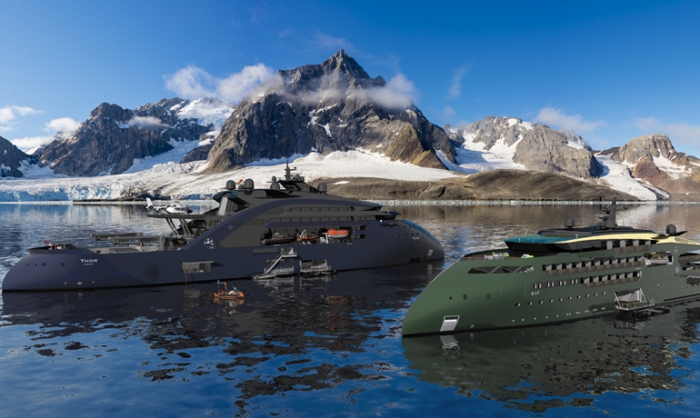 ULSTEIN THOR and ULSTEIN SIF with an autonomous surface vehicle underway © ULSTEIN