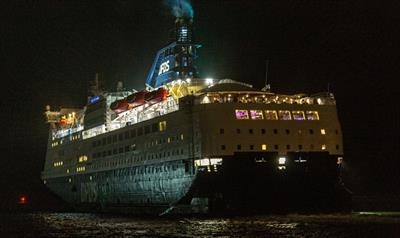 CROWN SEAWAYS, seen here in Frederikshavn last week, will be laid up in Copenhagen until at least mid-February. © Marko Stampehl