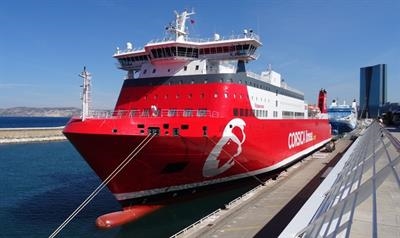 VIZZAVONA - on long-term charter from the Grimaldi Group - is already equipped with scrubbers © Jean-Pierre Fabre