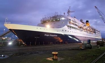 Built as EUROPA in 1981 and looking resplendent in her new livery: SAGA SAPPHIRE © Christian Eckardt Built as EUROPA in 1981 and looking resplendent in her new livery: SAGA SAPPHIRE © Christian Eckardt