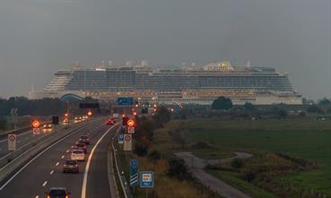 AIDAnova photographed during her last week's River Ems conveyance © Christian Costa