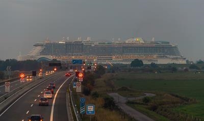 AIDAnova photographed during her last week's River Ems conveyance © Christian Costa