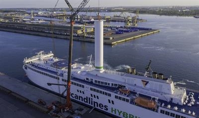 COPENHAGEN Norsepower Rotor Sail installed © Scandlines